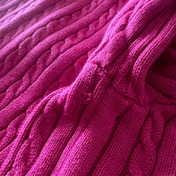 Polo by Ralph Lauren Girl’s Mini Cable Knit Cotton Cardigan - College Pink XL - Picture 5 of 7